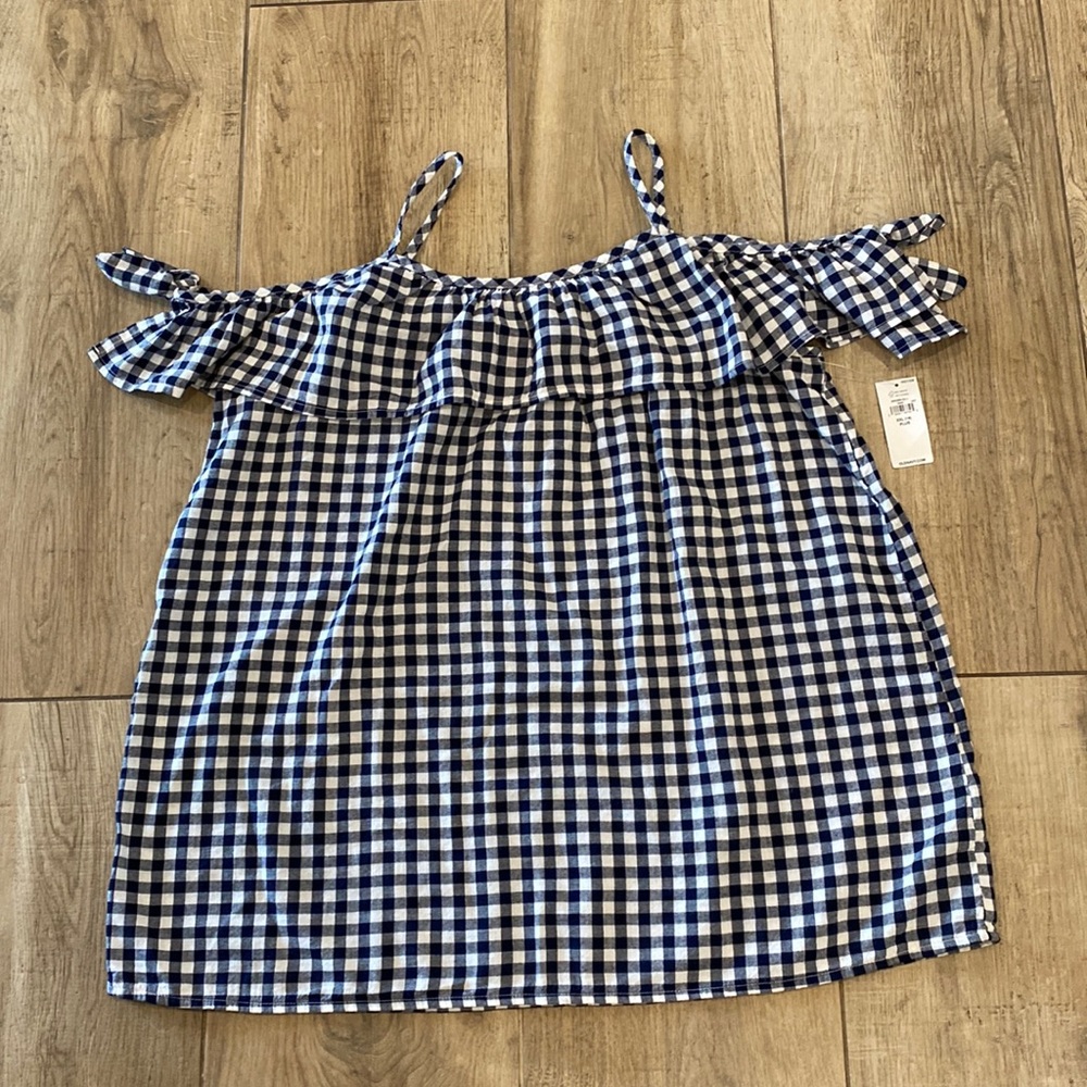 NWT Old Navy Girls Blue & White Gingham Top - XXL (16) Plus